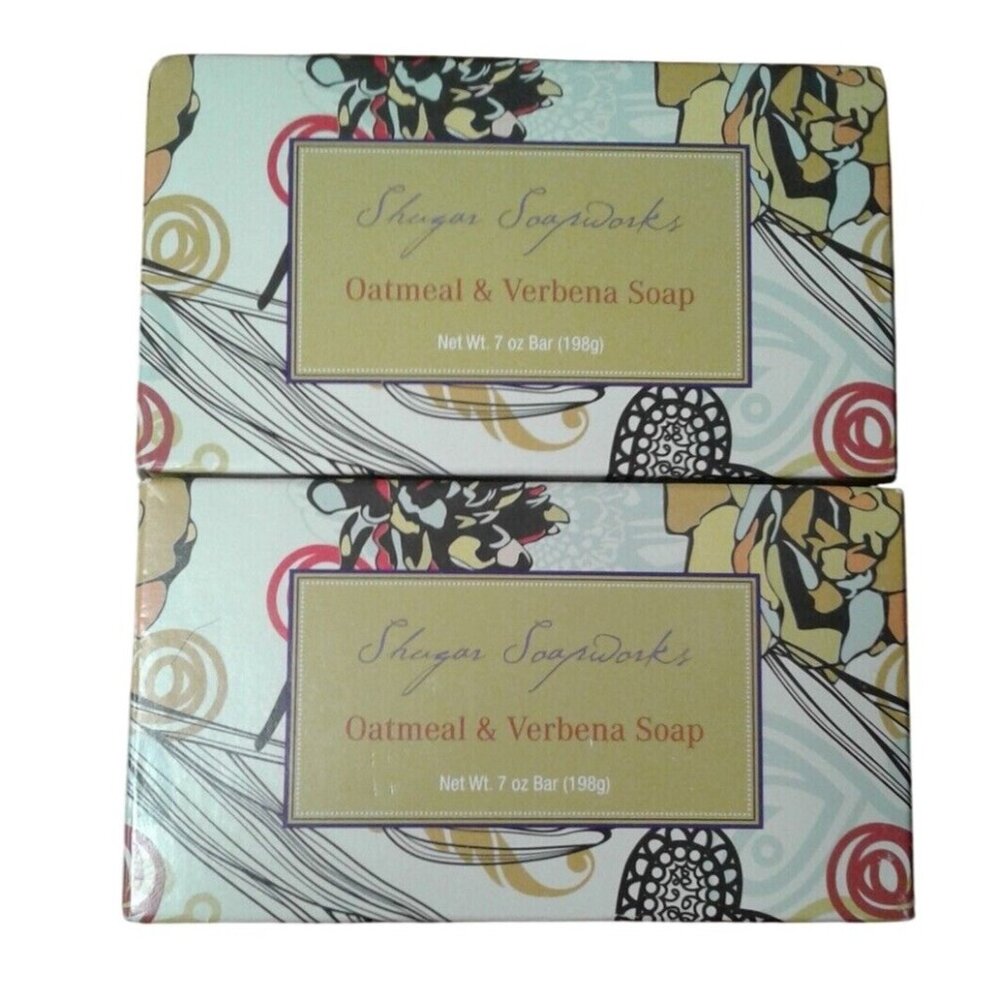 Shugar Soapworks Oatmeal Verbena Soap 2 bars Vegan NIP NEW